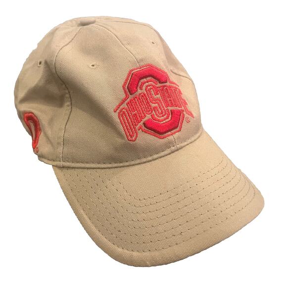 VTG Ohio State Beige Tan Red Khaki Hat Cap Adjustable NCAA by Signatures - Picture 2 of 6